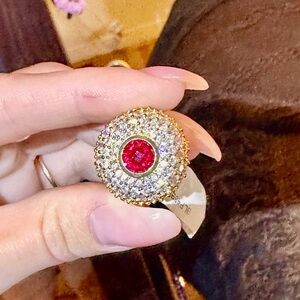NWT - Faux Gold, Diamond & Ruby Ring